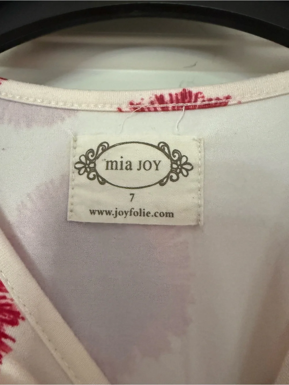 Joyfolie Cream High-Low Dress with Red Flower Print